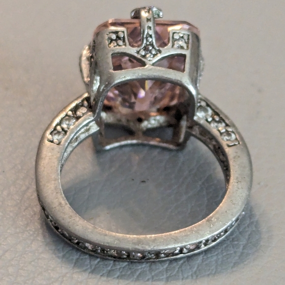 Vintage Sterling Silver 825 Pink Cut Gem And White Rhinestones Ring Size 6 - Picture 4 of 12